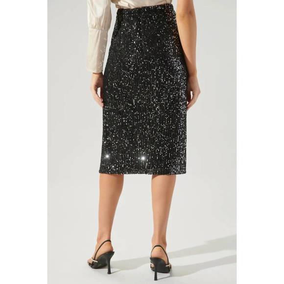 NEW SUGARLIPS friday nights sequin midi skirt in black - Picture 2 of 3
